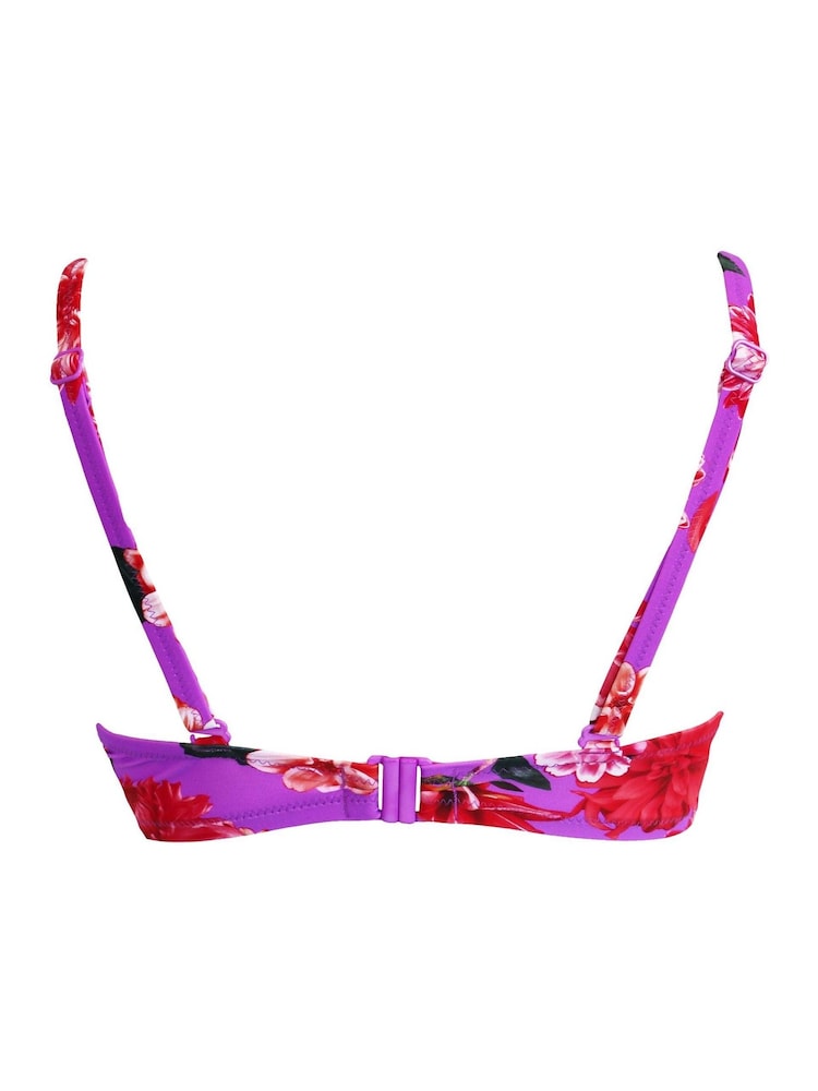 Blumenmuster in Lila - Pour Moi Getaway Bikini-Top - Bild 5 von 5
