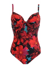 Pour Moi Red/Teal Orchid Luxe Padded Underwired Swimsuit - Image 4 of 5