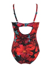 Pour Moi Red/Teal Orchid Luxe Padded Underwired Swimsuit - Image 5 of 5