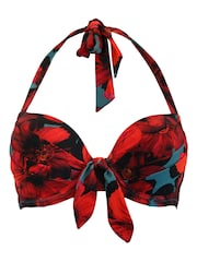 Pour Moi Red/Teal Padded Orchid Luxe Bikini Top - Image 4 of 5
