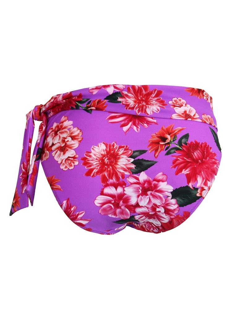 Pour Moi Purple Floral Tie Side Getaway Bikini Brief - Image 4 of 4
