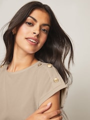 Lipsy Camel Round Neck T-Shirt - Image 4 of 4