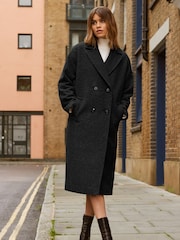 Friends Like These Black Longline Boucle Tailored Smart Coat - Image 3 of 4