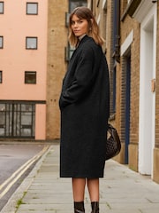 Friends Like These Black Longline Boucle Tailored Smart Coat - Image 4 of 4