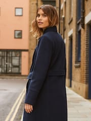 Friends Like These Navy Blue Longline Double Breast Button Dolly Coat - Image 4 of 4