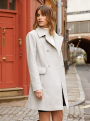Friends Like These Grey Longline Double Breast Button Dolly Coat - Image 1 of 4