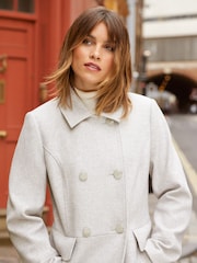 Friends Like These Grey Longline Double Breast Button Dolly Coat - Image 2 of 4