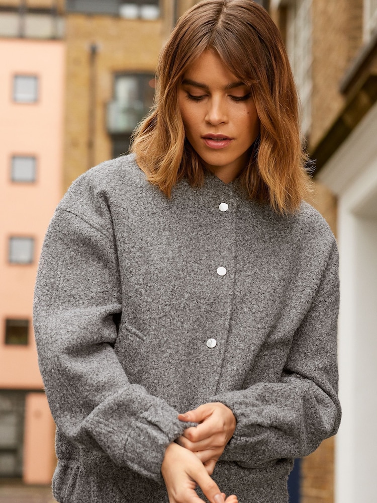 Friends Like These Grey Boucle Bomber Jacket - Image 2 of 4