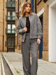Friends Like These Grey Boucle Bomber Jacket - Image 3 of 4
