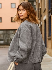 Friends Like These Grey Boucle Bomber Jacket - Image 4 of 4