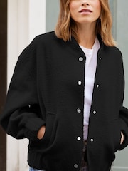 Friends Like These Black Boucle Bomber Jacket - Image 2 of 4