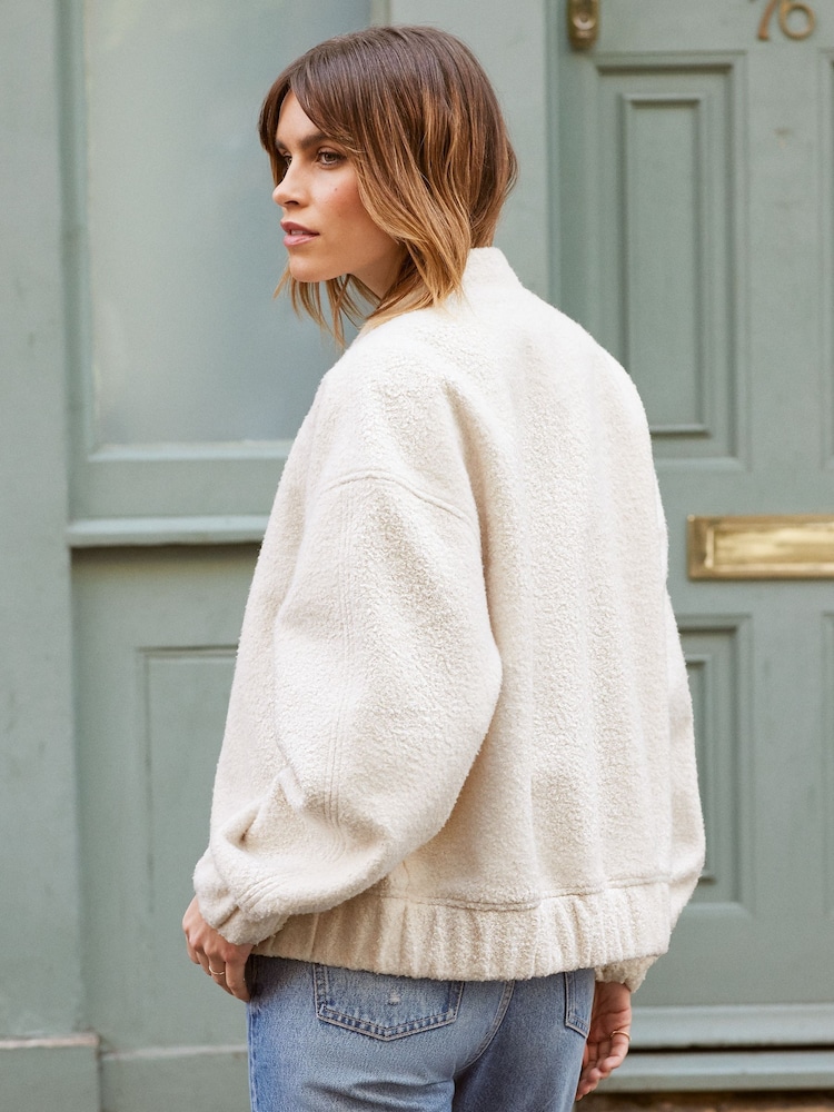 Friends Like These Cream Boucle Bomber Jacket - Image 2 of 4