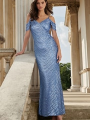 Lipsy Light Blue Cold Shoulder Bridesmaid Dress - Image 1 of 3