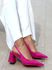 Linzi Fuchsia Pink Elizabeth Slingback Court Shoe With Block Heel - Image 1 of 4