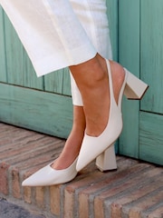 Linzi Nude PU Elizabeth Slingback Court Shoe With Block Heel - Image 1 of 4