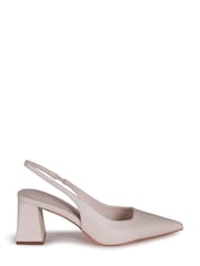 Linzi Nude PU Elizabeth Slingback Court Shoe With Block Heel - Image 2 of 4