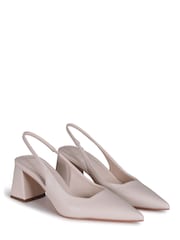 Linzi Nude PU Elizabeth Slingback Court Shoe With Block Heel - Image 3 of 4