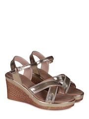 Linzi Gold Joslyn Wedge Espadrille With Cross Front Embellished Straps - Image 3 of 4