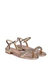Linzi Gold PU Indigo Barely There Heeled Sandal With Plaited Front Strap - Image 3 of 4
