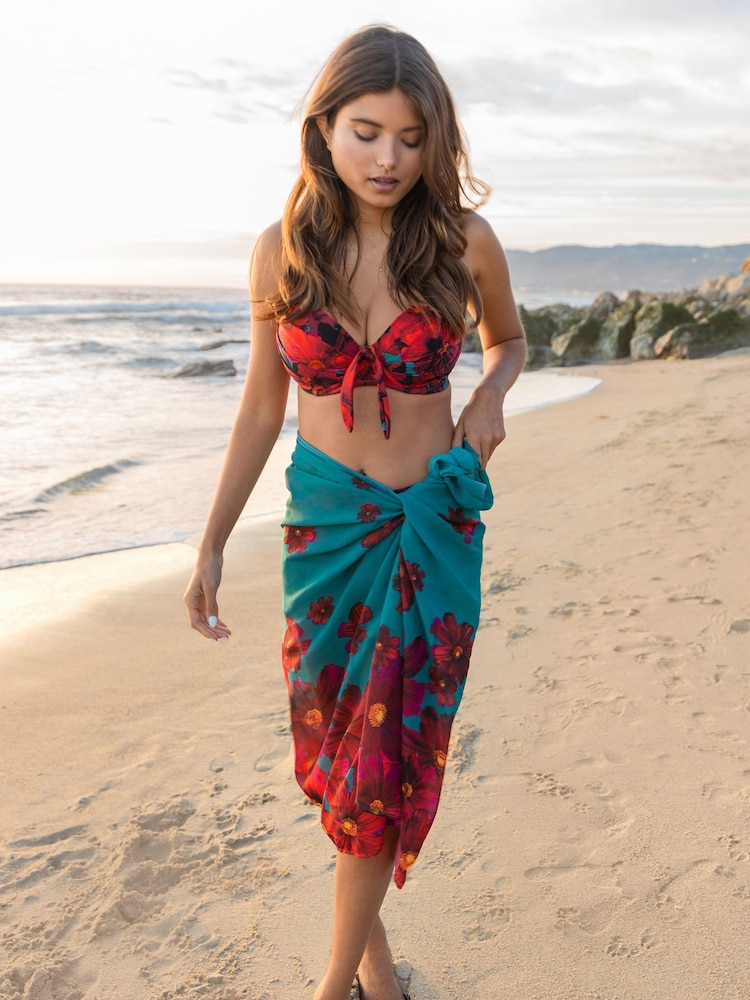 Pour Moi Red Recycled Luxe Chiffon Cover Up - Image 1 of 5