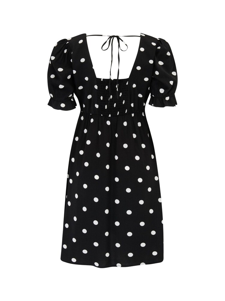 Pour Moi Black Shirred Back Puff Sleeve Mini Beach Dress - Image 5 of 5 Pour Moi Black Shirred Back Puff Sleeve Mini Beach Dress - Image 5 of 5