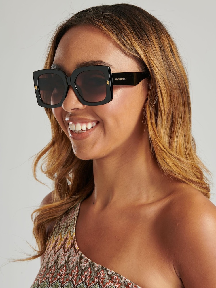 South Beach Black Oversized Square Sunglasses - Image 1 of 4