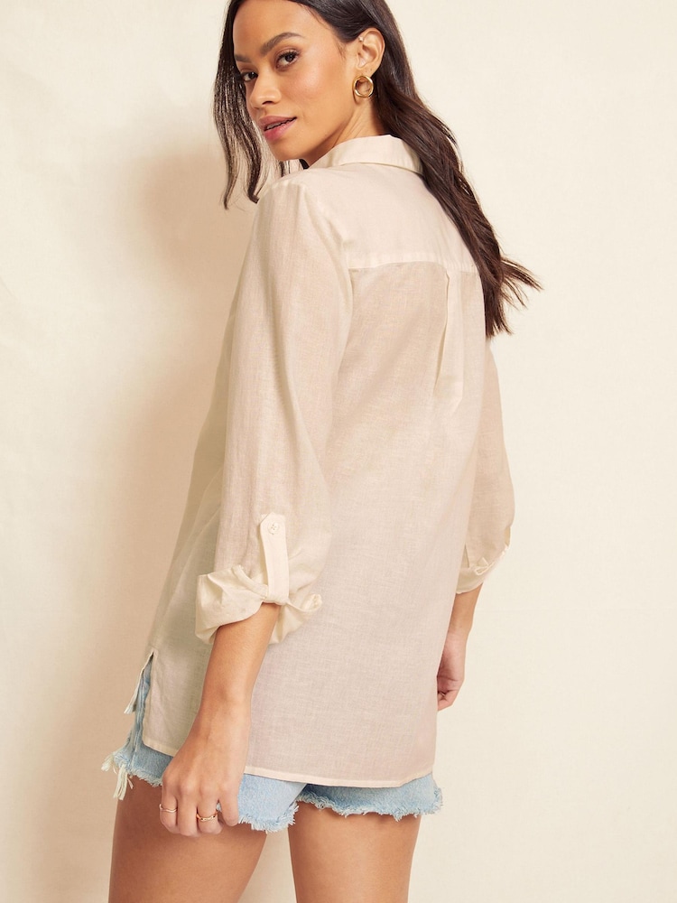 Friends Like These Linen Look Button Up Long Sleeve Shirt - Image 2 of 4