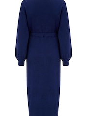Pour Moi Blue Elle Knit Midi Wrap Dress - Image 5 of 5