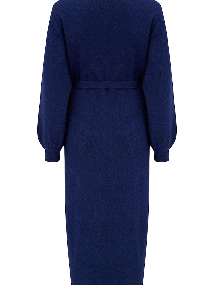 Pour Moi Blue Elle Knit Midi Wrap Dress - Image 5 of 5