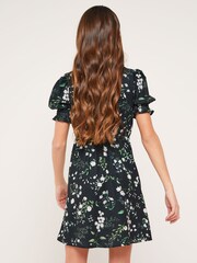 Lipsy Black Floral Knot Front Mini Dress - Image 3 of 4