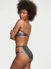 Victoria's Secret Silver Foil Rib High Waisted Cut Out High Waist Cheeky Swim Bikini Bottom - Image 2 of 4