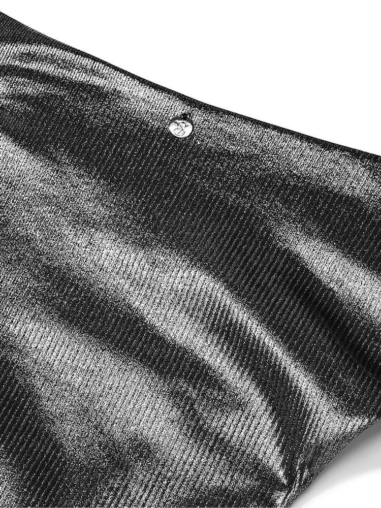 Victoria's Secret Silver Foil Rib High Waisted Cut Out High Waist Cheeky Swim Bikini Bottom - Image 4 of 4