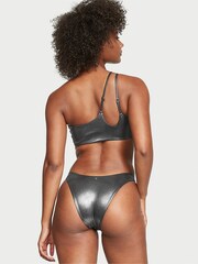 Victoria's Secret Silver Foil Rib Cut Out One Shoulder Swim Bikini Top - Image 2 of 4