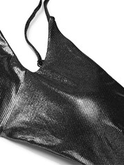 Victoria's Secret Silver Foil Rib Cut Out One Shoulder Swim Bikini Top - Image 4 of 4