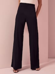 Lipsy Black Twill High Waist Wide Leg Tailored Trousers - Image 1 of 4
