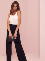 Lipsy Black Twill High Waist Wide Leg Tailored Trousers - Image 2 of 4