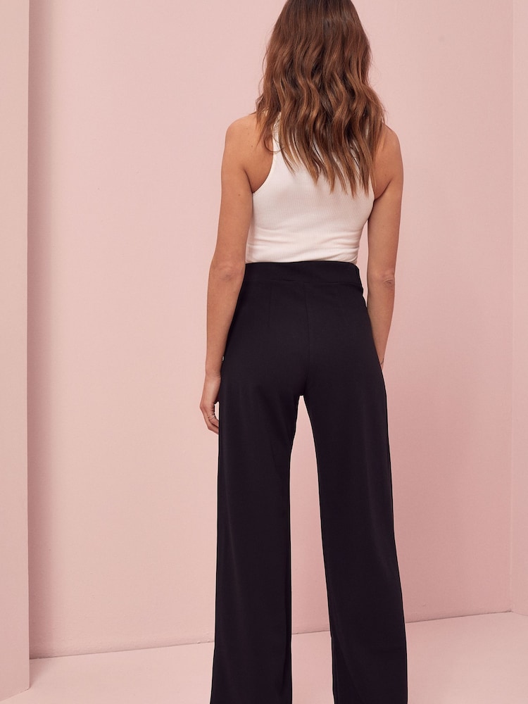 Lipsy Black Twill High Waist Wide Leg Tailored Trousers - Image 3 of 4