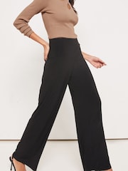 Lipsy Black Twill Petite High Waist Wide Leg Tailored Trousers - Image 4 of 4