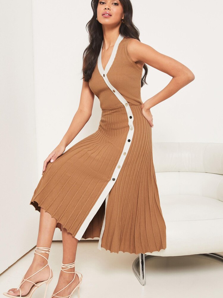 Robe en maille Plissé côtelée Lipsy Sans manche - Image 3 of 4