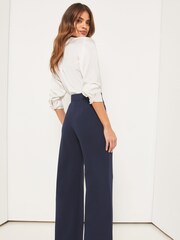 Lipsy Navy Blue High Waist Wide Leg Tailored Trousers - Image 1 of 4
