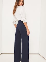 Lipsy Navy Blue High Waist Wide Leg Tailored Trousers - Image 2 of 4