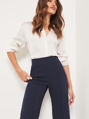 Lipsy Navy Blue High Waist Wide Leg Tailored Trousers - Image 4 of 4