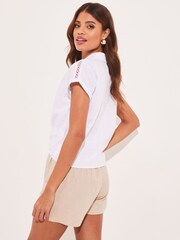 Lipsy White Short Sleeved Tie Front Button Up Shirt - Image 2 of 4