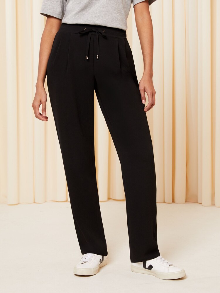 Friends Like These Black Tie Waist Smart Tailored Jogger - Image 2 of 4 Friends Like These Black Tie Waist Smart Tailored Jogger - Image 2 of 4