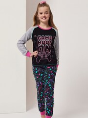 Harry Bear Black Slogan Pyjama Set - Image 1 of 2