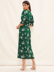 Friends Like These Green Puff Sleeve Split Midi Dress - Image 2 of 4