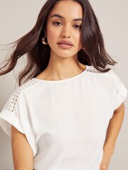 Friends Like These White Split Sleeve Keyhole Top - Image 4 of 4