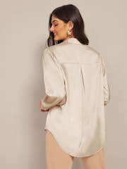 Friends Like These Champagne Gold Satin Button Through Shirt - Image 2 of 4