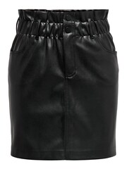 ONLY Black PU Faux Leather Paperbag Waist Skirt - Image 5 of 5