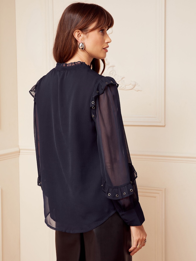 Love & Roses Black Premium Military Long Line Trench Coat - Image 4 of 4